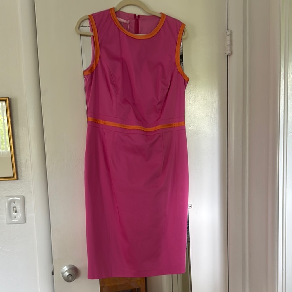 Basler Pink Sleeveless Sheath Midi Dress